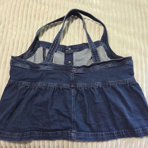 EUC AMERICAN EAGLE X BACK DENIM BUTTONED TANK TOP SIZE XL - Picture 3 of 13